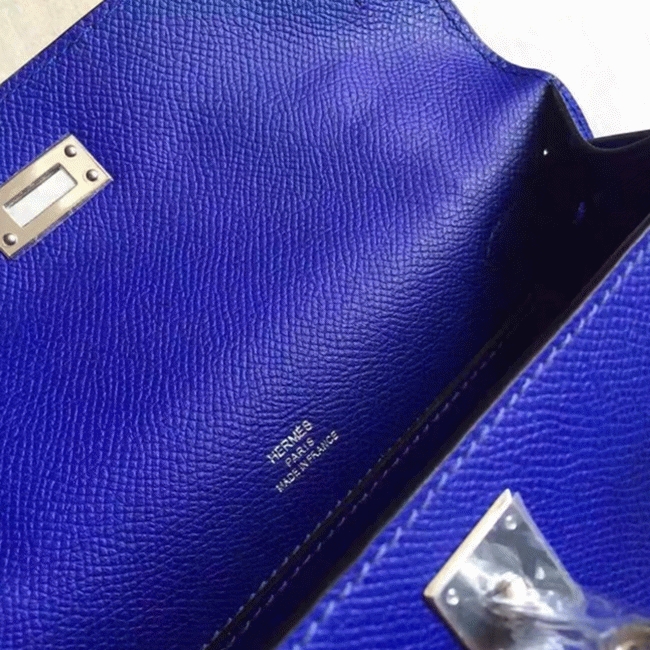 Electric Blue Epsom Replica Hermes Kelly Pochette Bright Purse