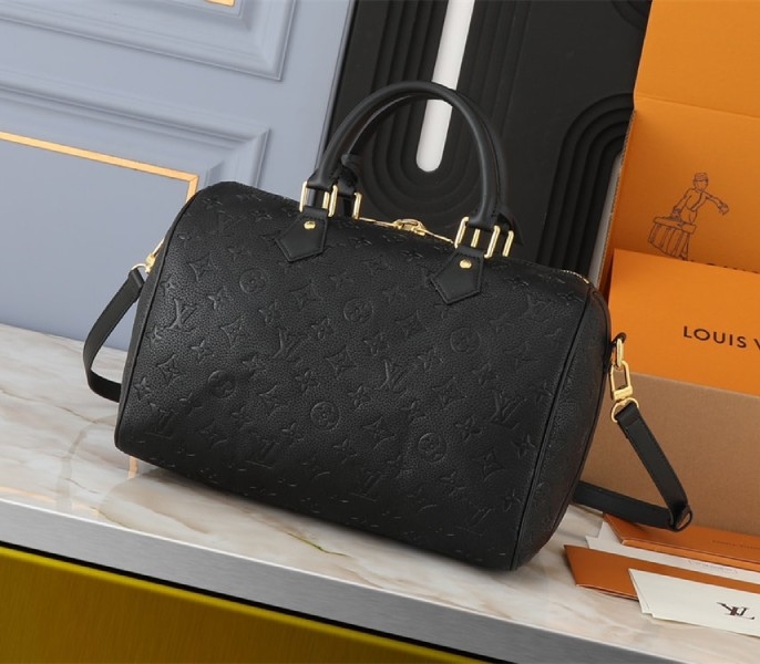 Louis Vuitton Monogram Empreinte Speedy Soft 30 Handbag In Black
