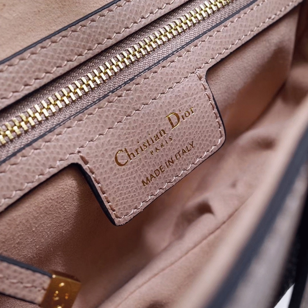 Dior Saddle Bag Fake in Blush Grained Calfskin