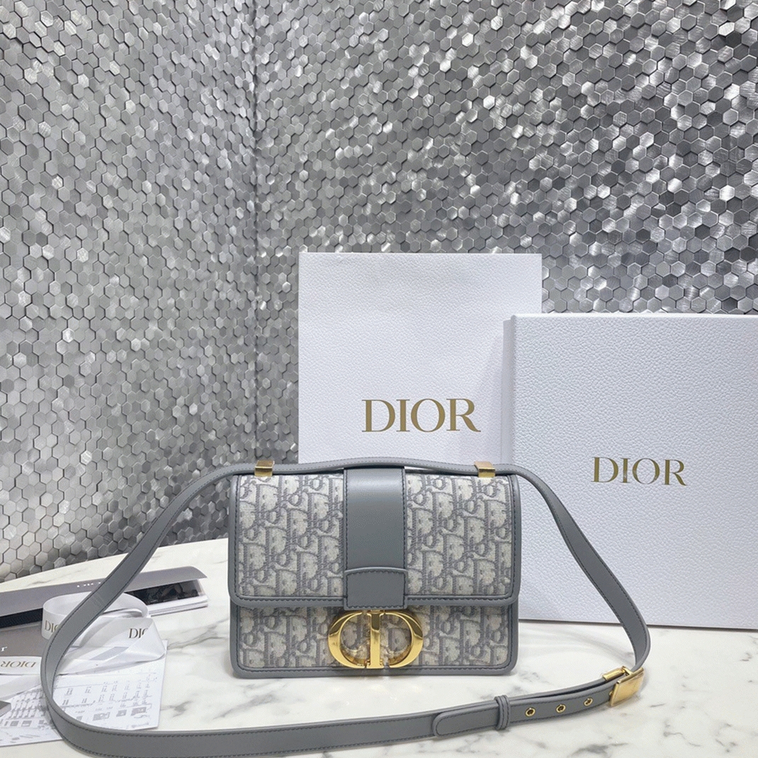 Dior 30 Montaigne Medium Bag Fake in Grey Dior Oblique Jacquard