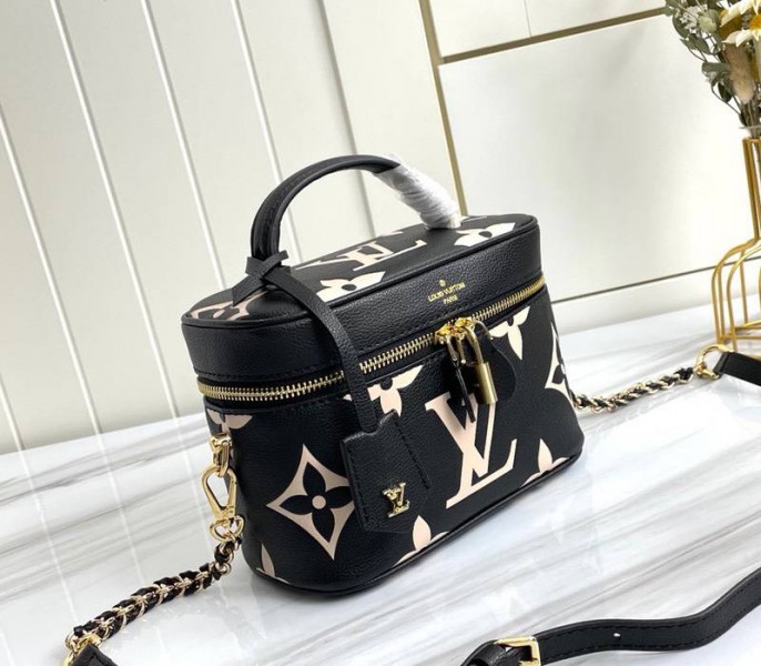 Louis Vuitton Bicolor Monogram Empreinte Vanity PM Bag In Black And Beige