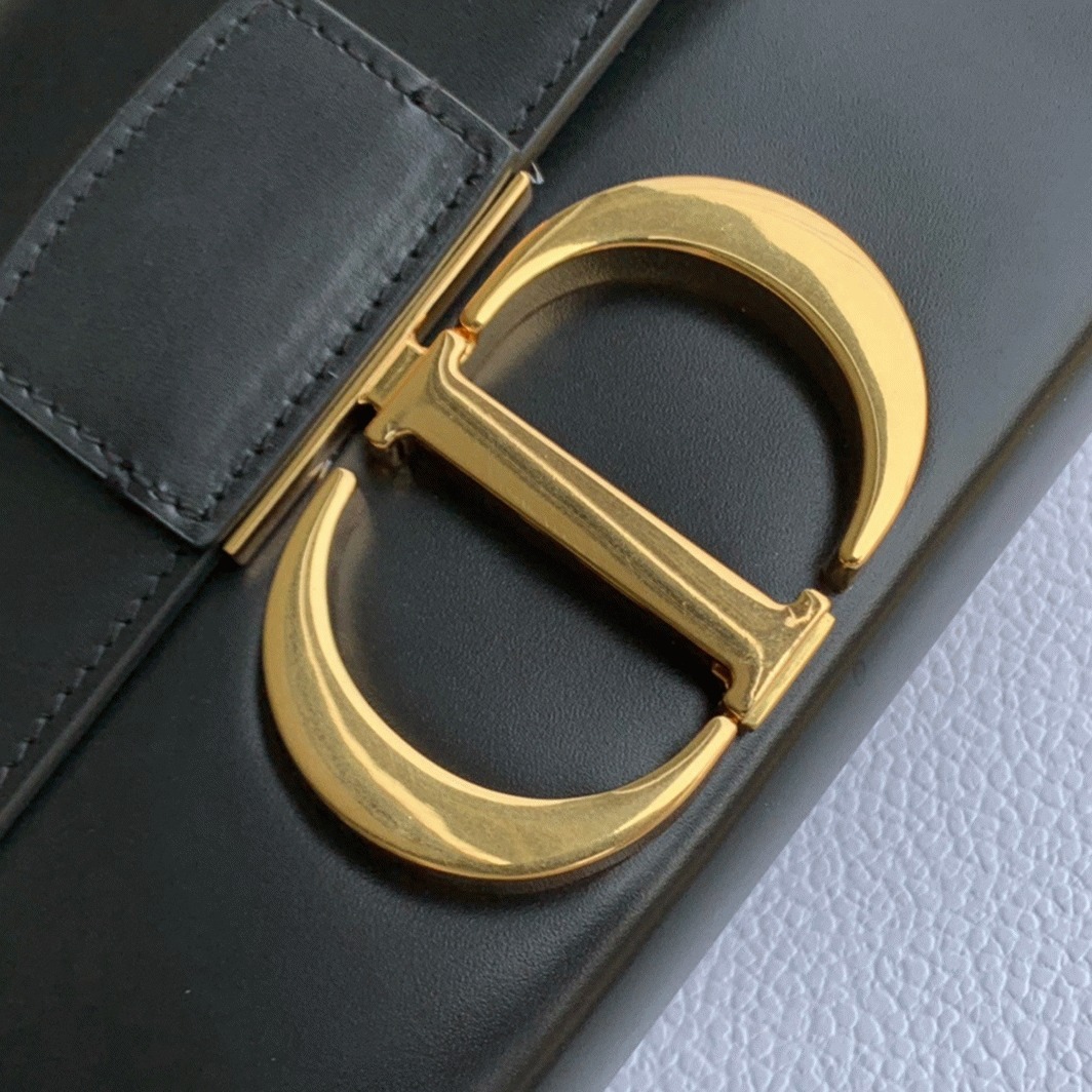 Dior 30 Montaigne Box Bag Replica in Black Box Calfskin