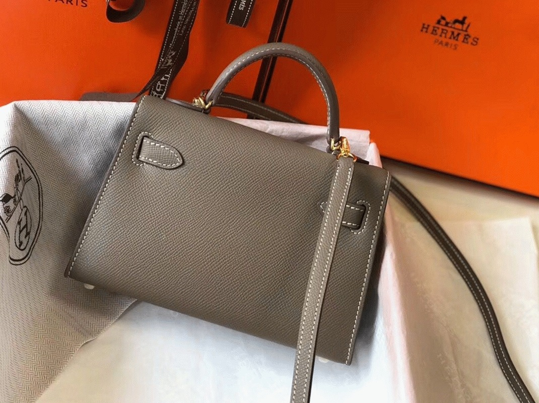 Hermes Kelly Mini II Bag Replica in Taupe Grey