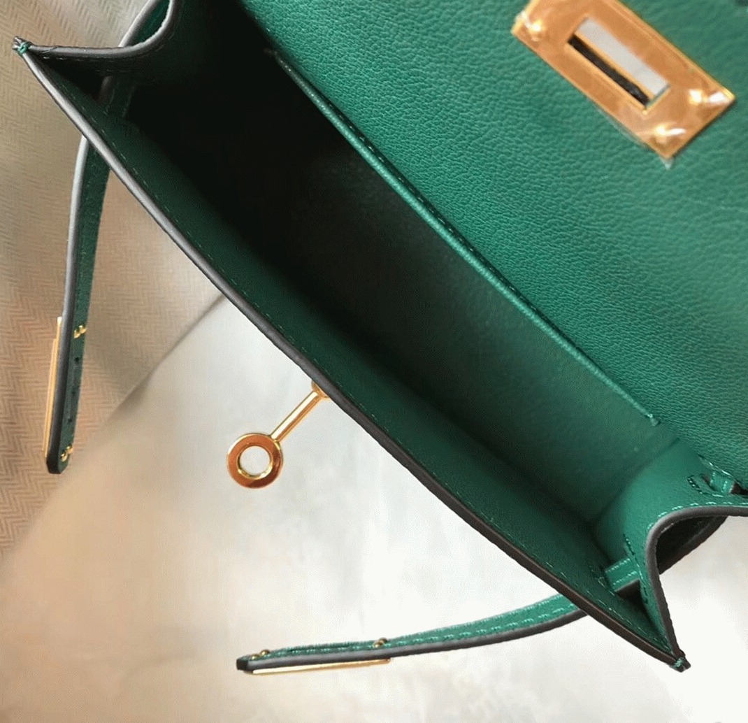 Hermes Kelly Mini II Bag Replica in Vert Vertigo