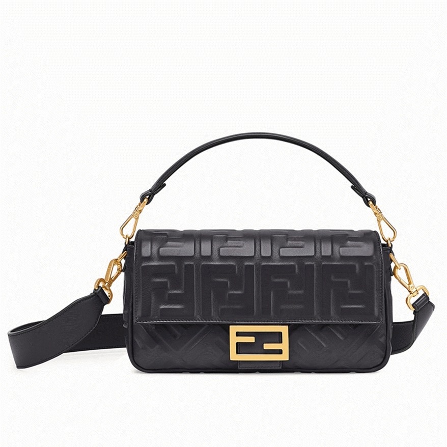 Top Quality Fake Fendi Medium Baguette Bag In Black FF