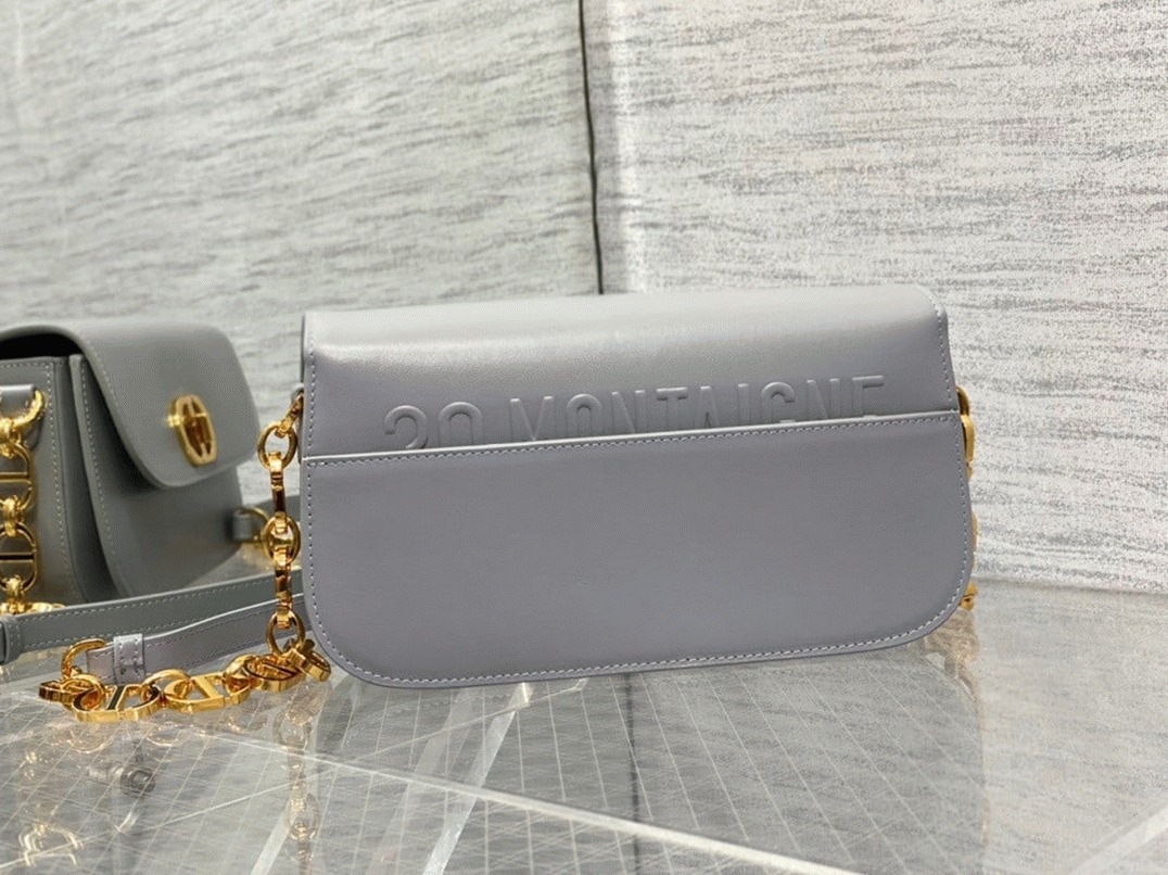 Dior 30 Montaigne Avenue Bag Replica in Grey Box Calfskin