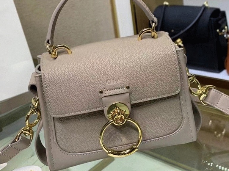 Top Quality Fake Chloe Mini Tess Day Bag In Grey Grained Leather