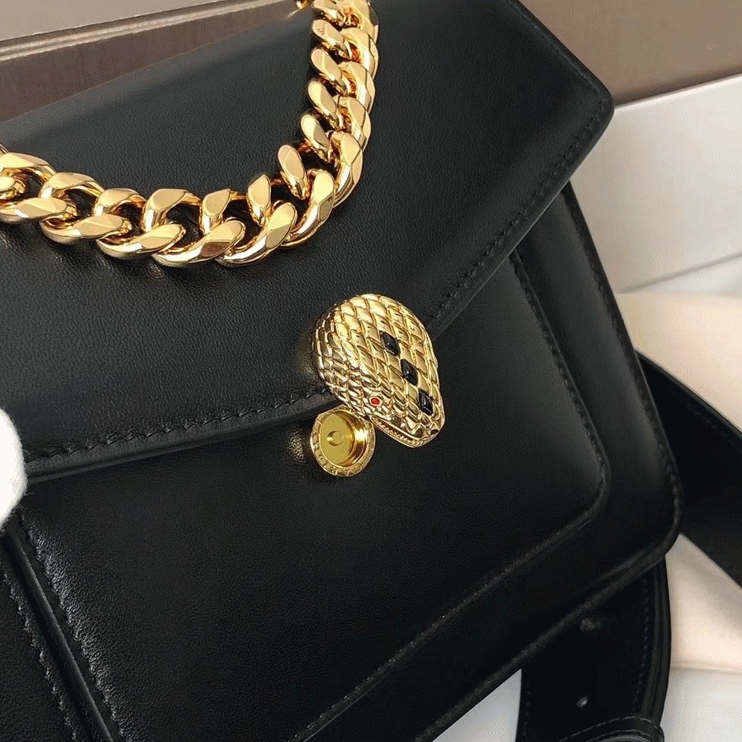 Replica Bvlgari Serpenti Forever Small Crossbody Bag with Chain Black