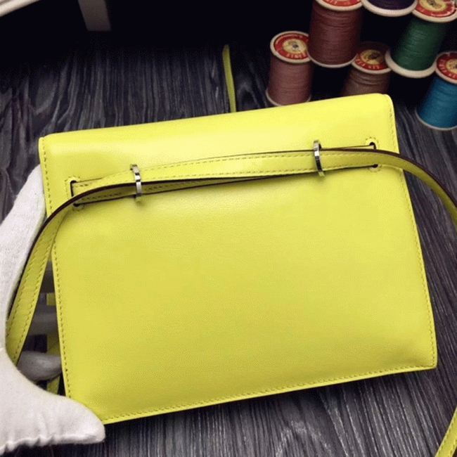 Yellow Swift Leather Copy Hermes Kelly Danse Bright Handbag