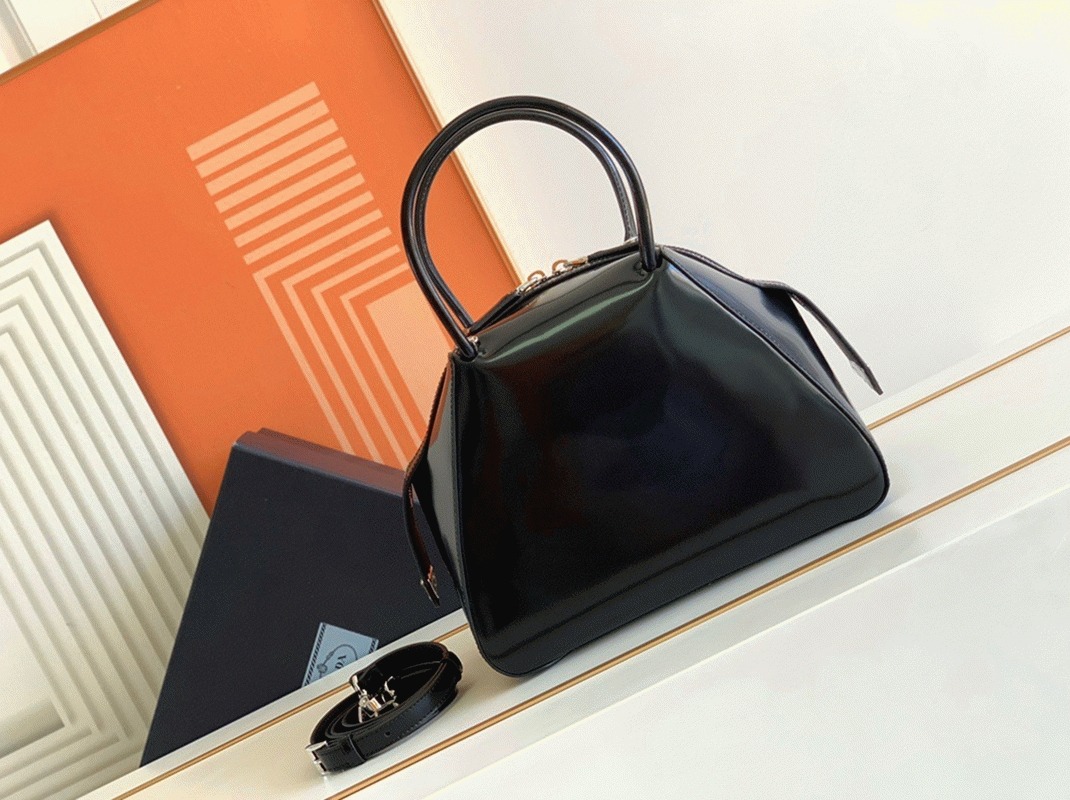 Prada Supernova Small Top Handle Bag Replica in Black Brushed