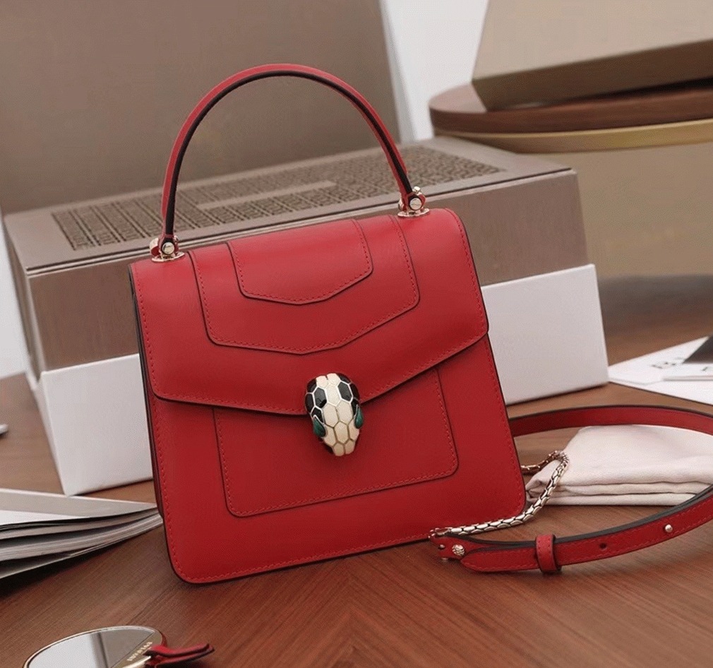 Fake Bvlgari Serpenti Forever Small Bag Red Calfskin