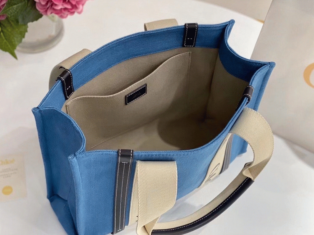 Top Quality Knockoff Chloe Medium Woody Tote Bag in Deadstock Denim