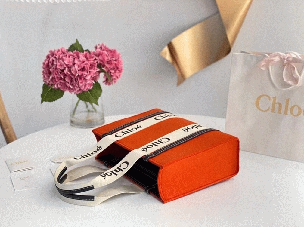 Top Quality Fake Chloe Medium Woody Tote Bag In Orange Felt