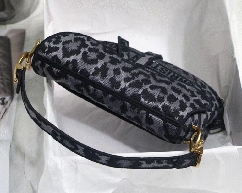Dior Saddle Bag Replica in Grey Mizza Embroidery