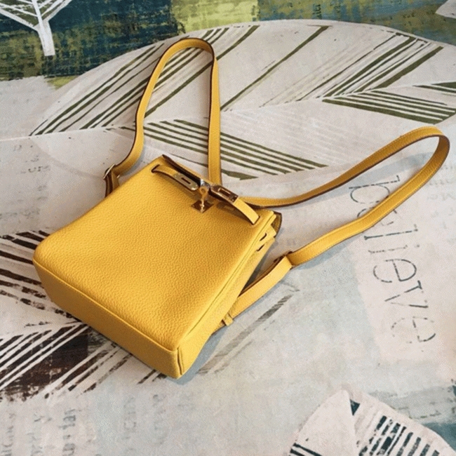 Yellow Clemence Fake Hermes Kelly Ado PM Backpack