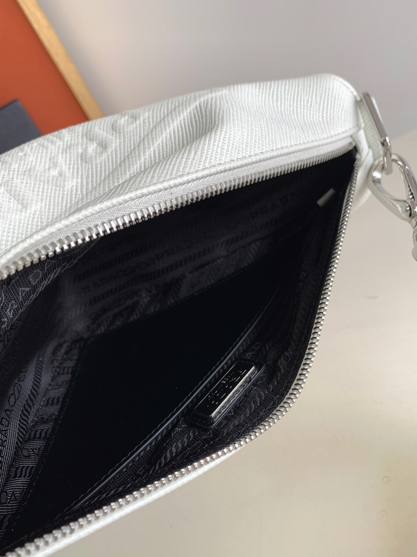 Prada Triangle Shoulder Bag Fake in White