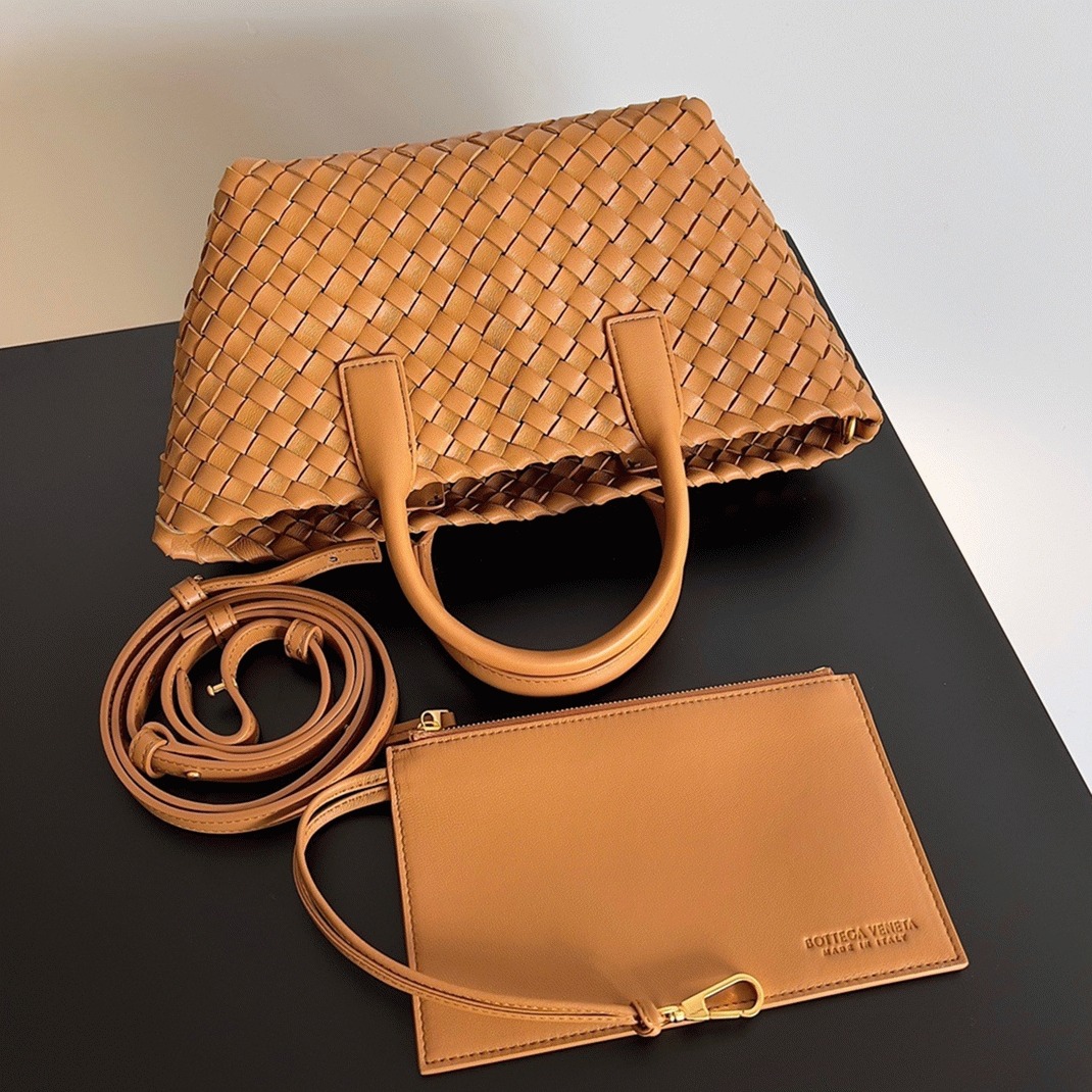 Top Quality Replica Bottega Veneta Cabat Mini Bag In Caramel Intrecciato Lambskin