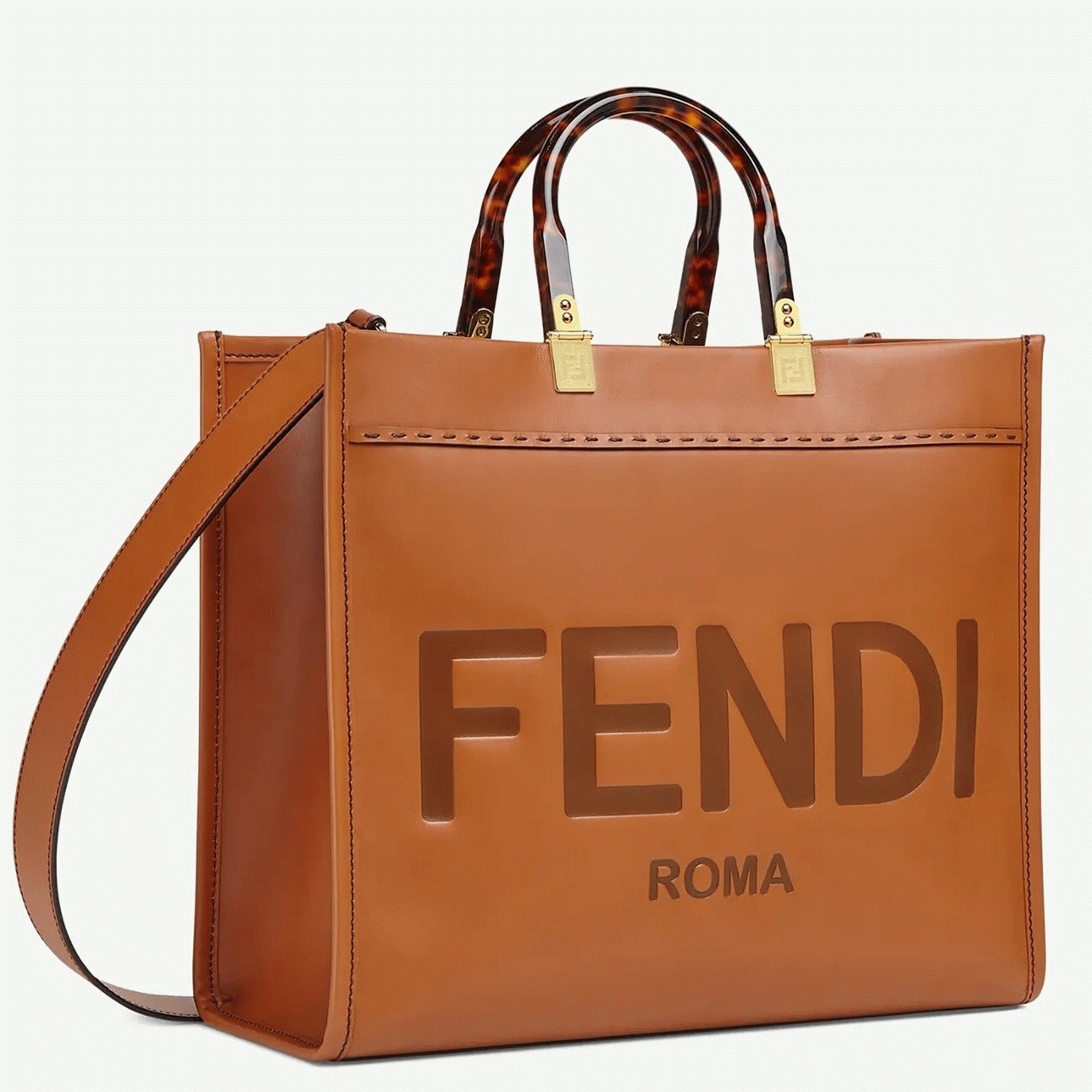 Top Quality Replica Fendi Sunshine Medium Tote Bag In Brown Calfskin