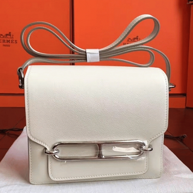 Ivory cheap replica Hermes Mini Sac Roulis handbag