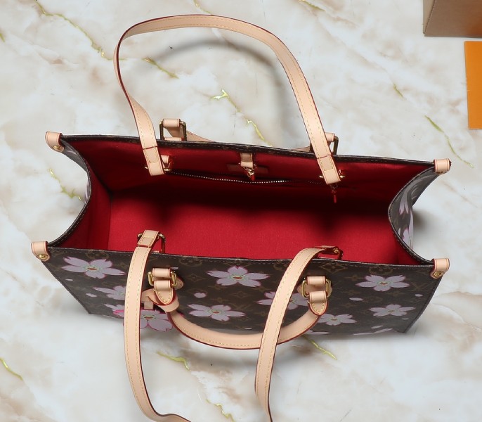 LV X TM Monogram Canvas Onthego MM With Cherry Blossom