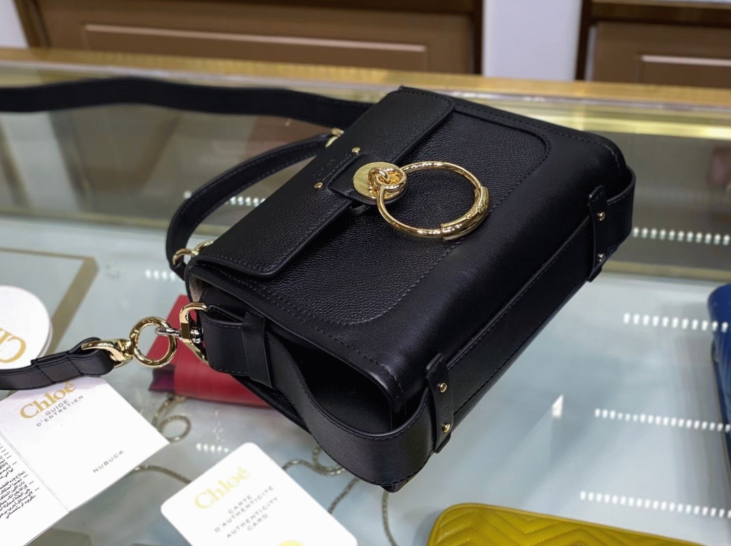 Top Quality Replica Chloe Mini Tess Day Bag In Black Grained Leather