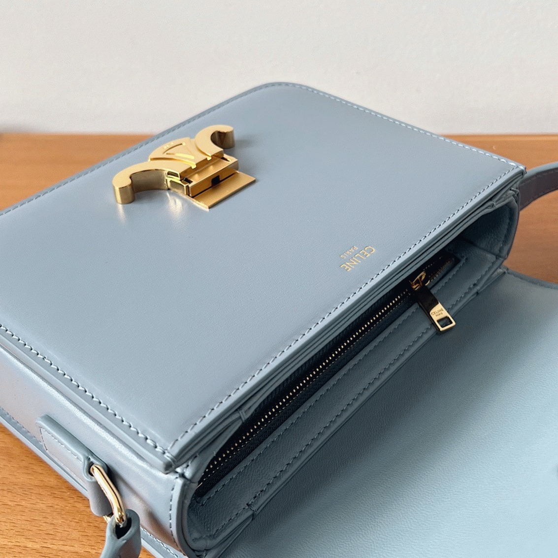 Top Quality Replica Celine Triomphe Teen Bag In Pale Blue