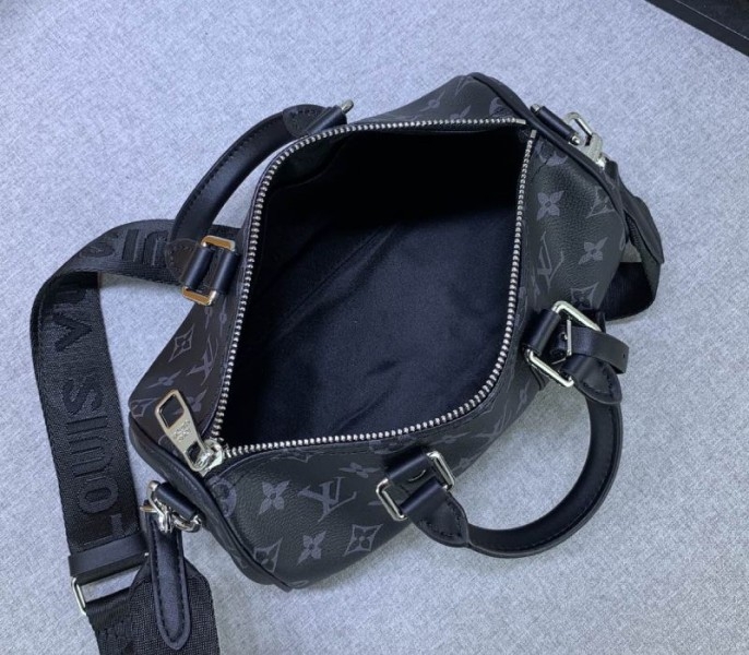 Louis Vuitton Monogram Eclipse Canvas Keepall Bandouliere 25 Travel Bag