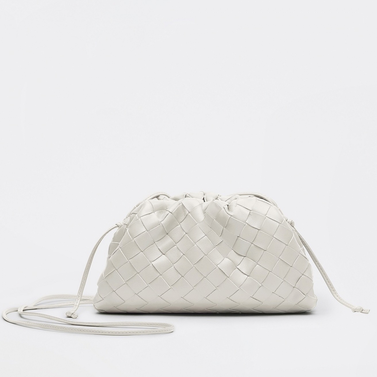 Replica Bottega Veneta Mini Pouch with Strap White