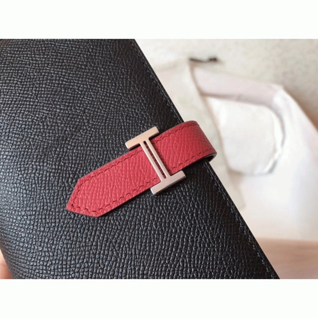 Black Ruby Designer Replica Hermes Bearn Wallet