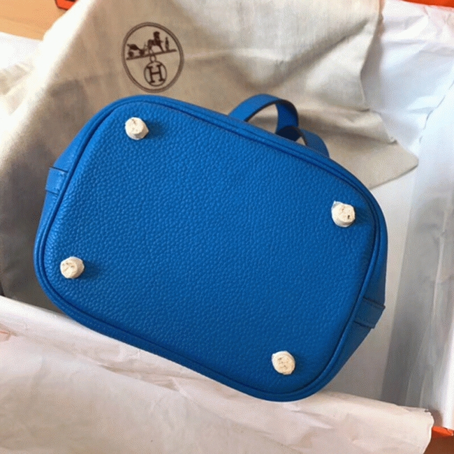 Top quality blue hydra fake Hermes Picotin Lock 18cm handbag