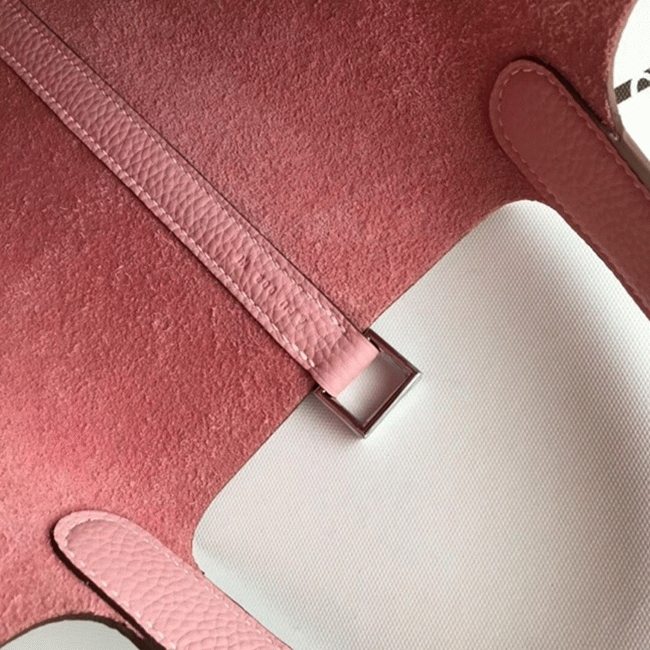 Pink Hermes Picotin Lock 18cm handbag with braided handles replica