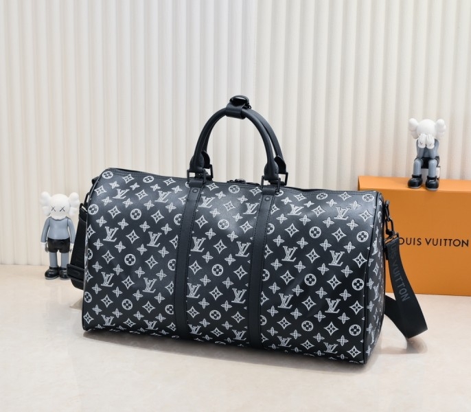 LV Monogram Shadow Keepall Bandouliere 50 In Black
