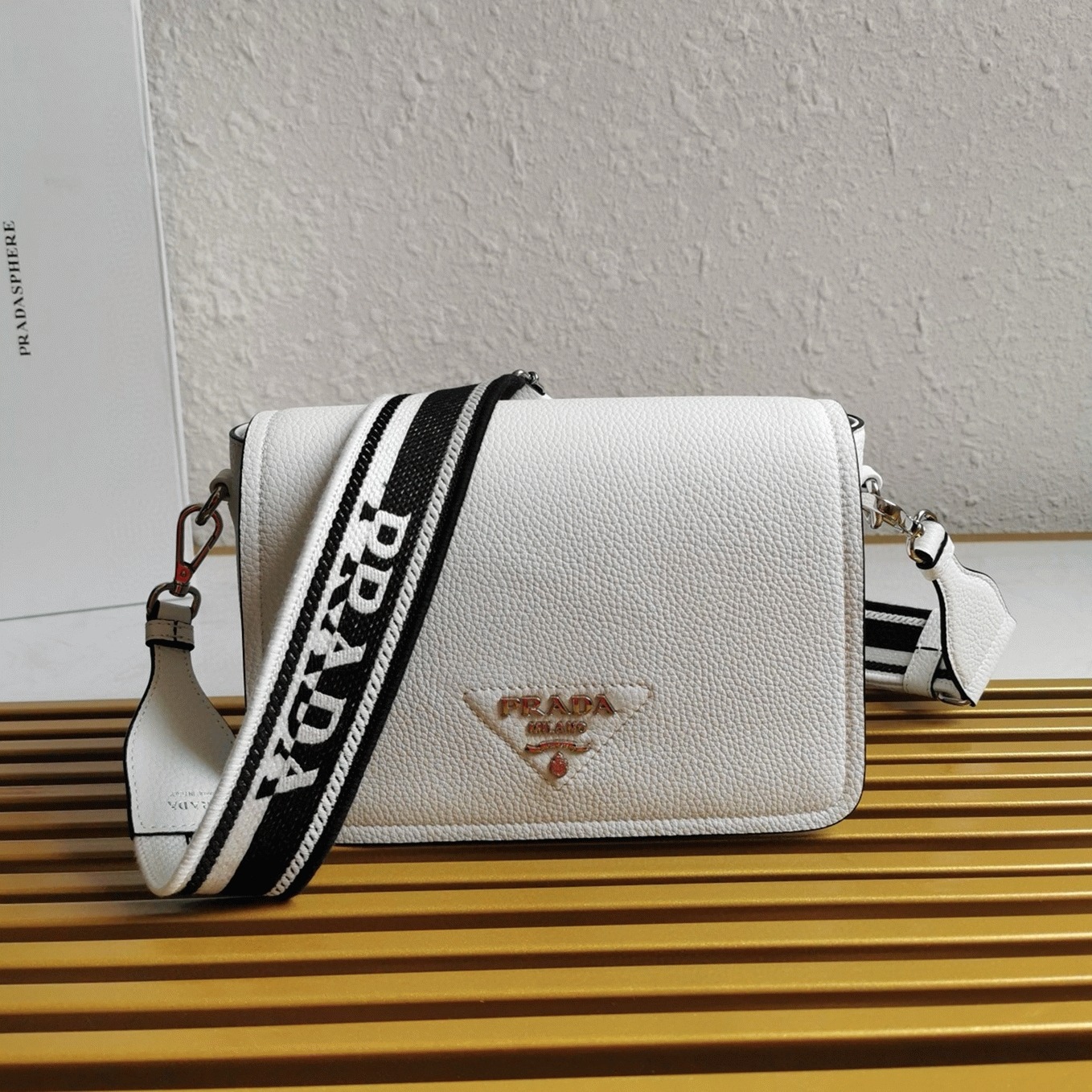 Prada Flap Shoulder Bag Replica in White