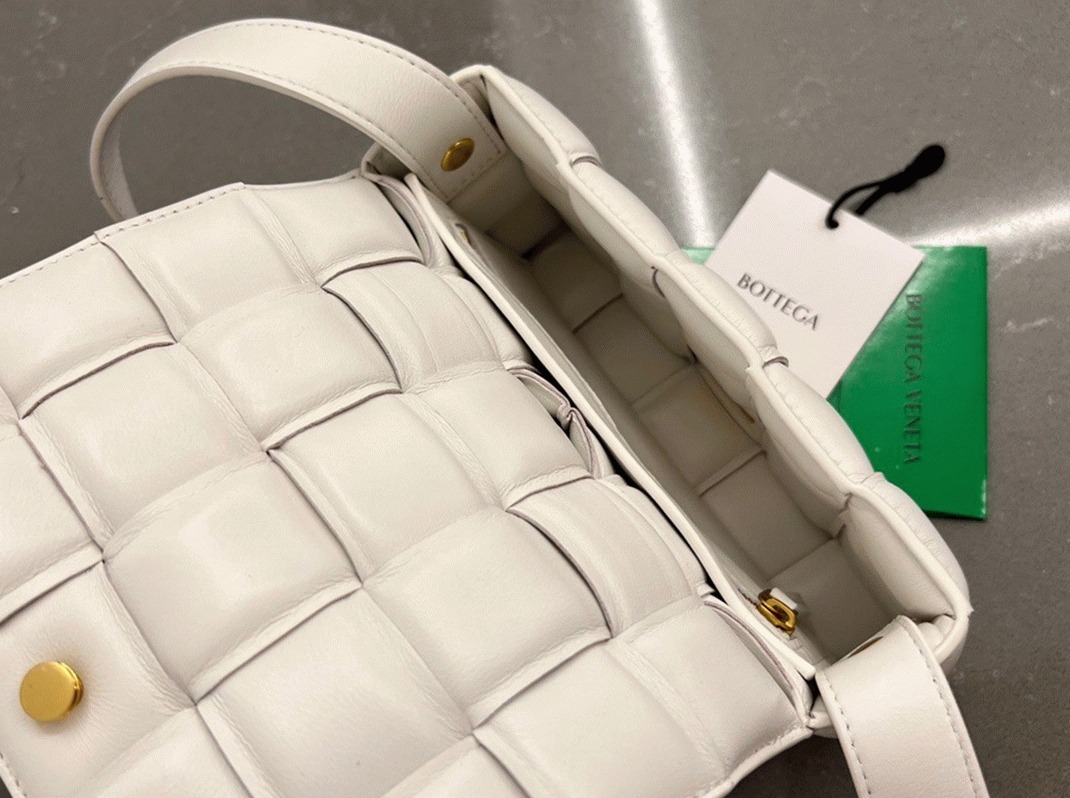 Fake Bottega Veneta Small Padded Cassette Bag White