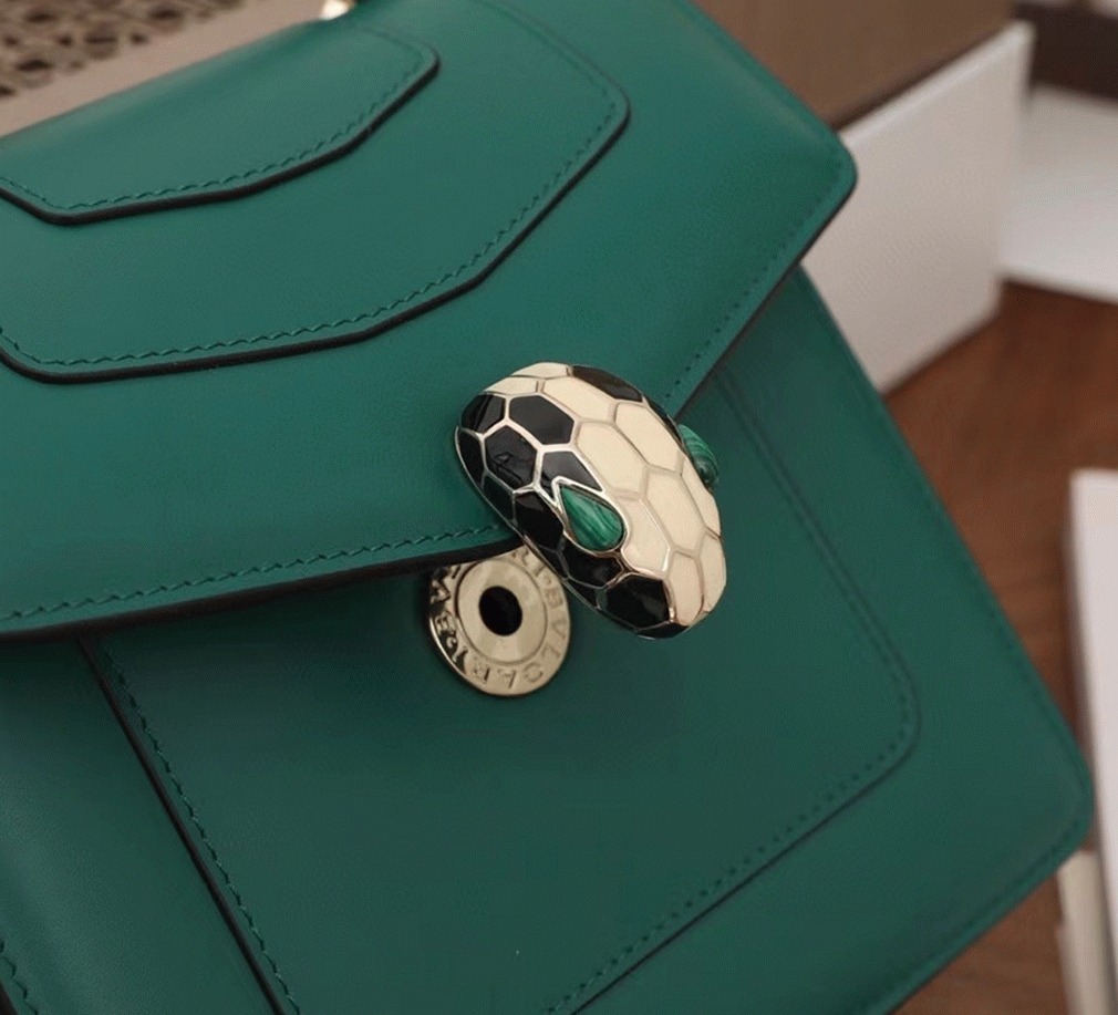 Fake Bvlgari Serpenti Forever Small Bag Green Calfskin