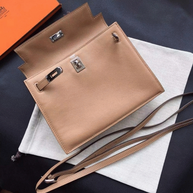 Brown Swift Leather High Quality Replica Hermes Kelly Danse Classic Purse