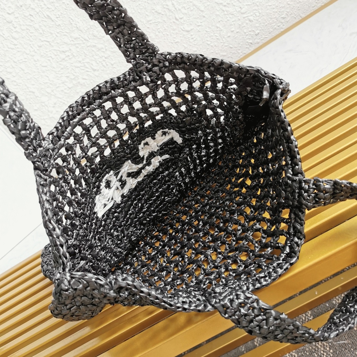 Prada Small Tote Bag Replica in Black Woven Raffia