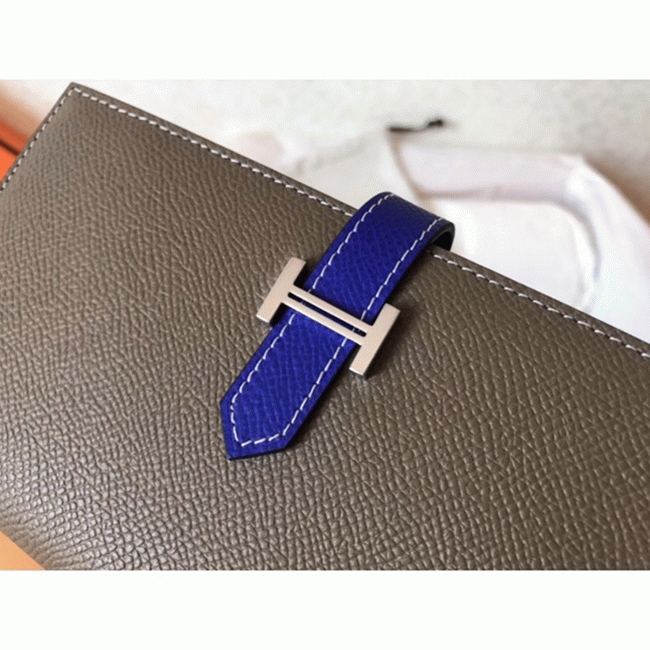 Taupe Electric Blue Epsom Replica Hermes Bearn Wallet