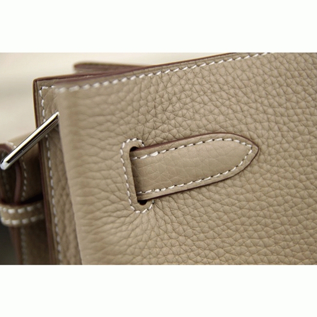 Grey Leather Replica Hermes So Kelly 22cm Soft Leather Shoulder Bag