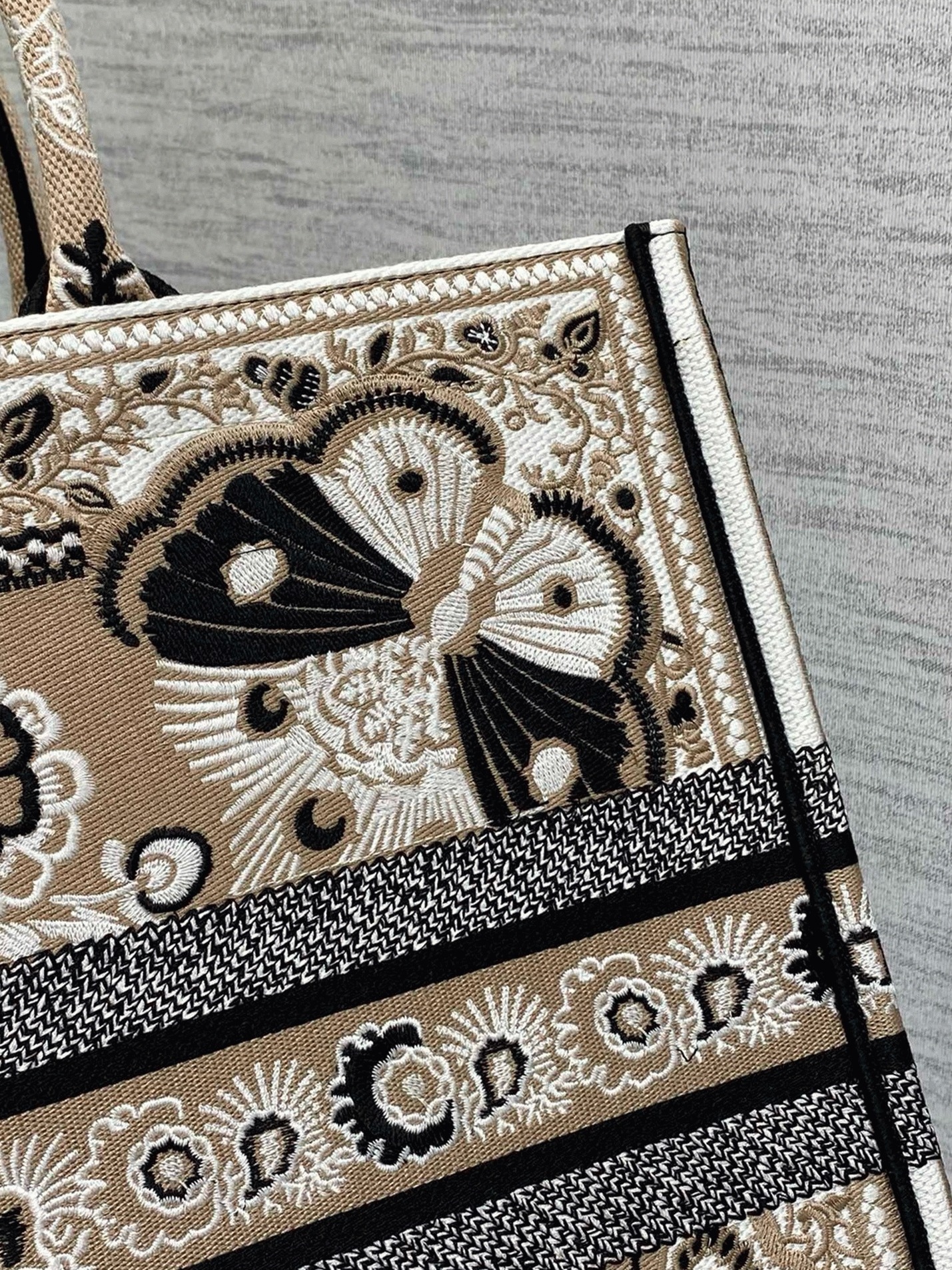 Dior Large Book Tote Bag Fake in Beige Butterfly Bandana Embroidery
