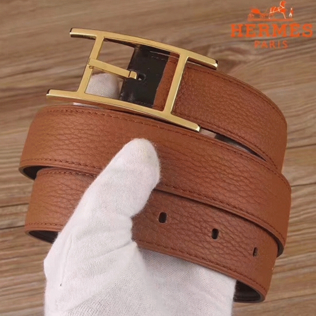 1:1 replica Hermes Quentin reversible belt in brown tone