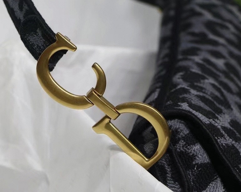 Dior Saddle Bag Replica in Grey Mizza Embroidery