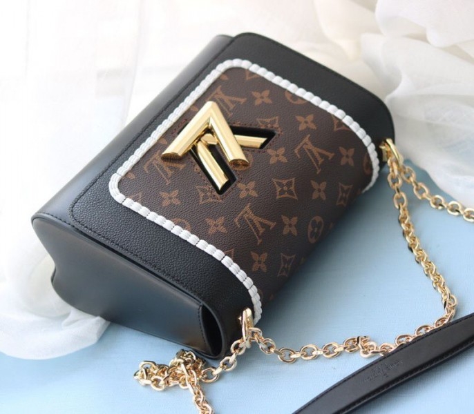 Louis Vuitton Twist MM Canvas Trompe loeil Braid Bag In Black