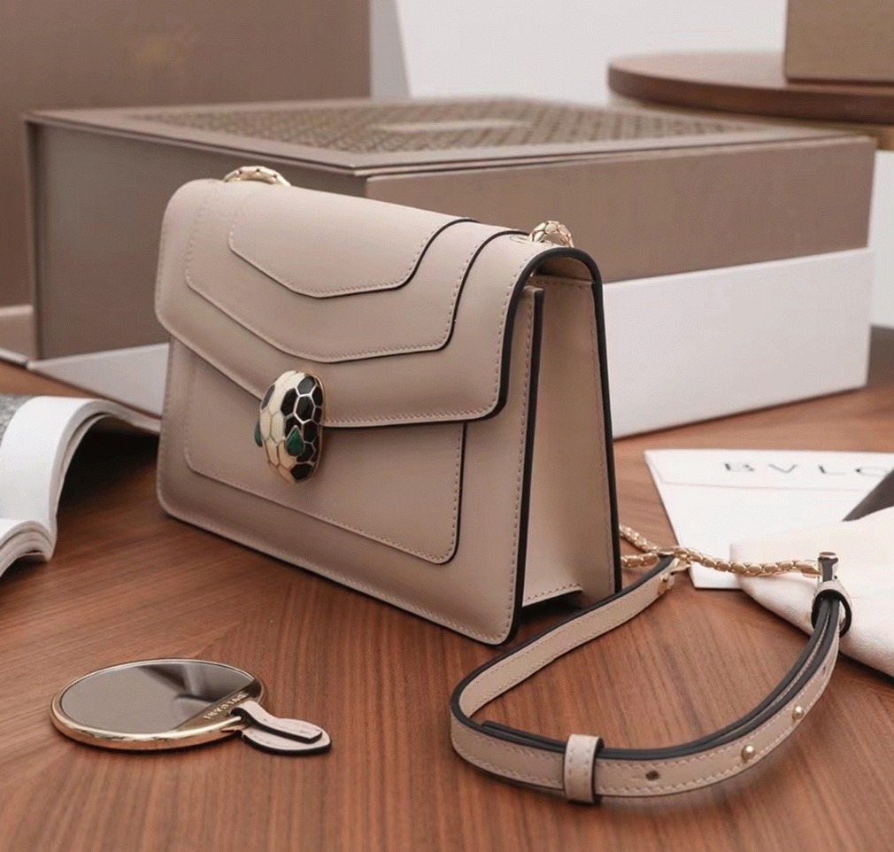 Replica Bvlgari Serpenti Forever Small Cross-body Bag Beige Calfskin
