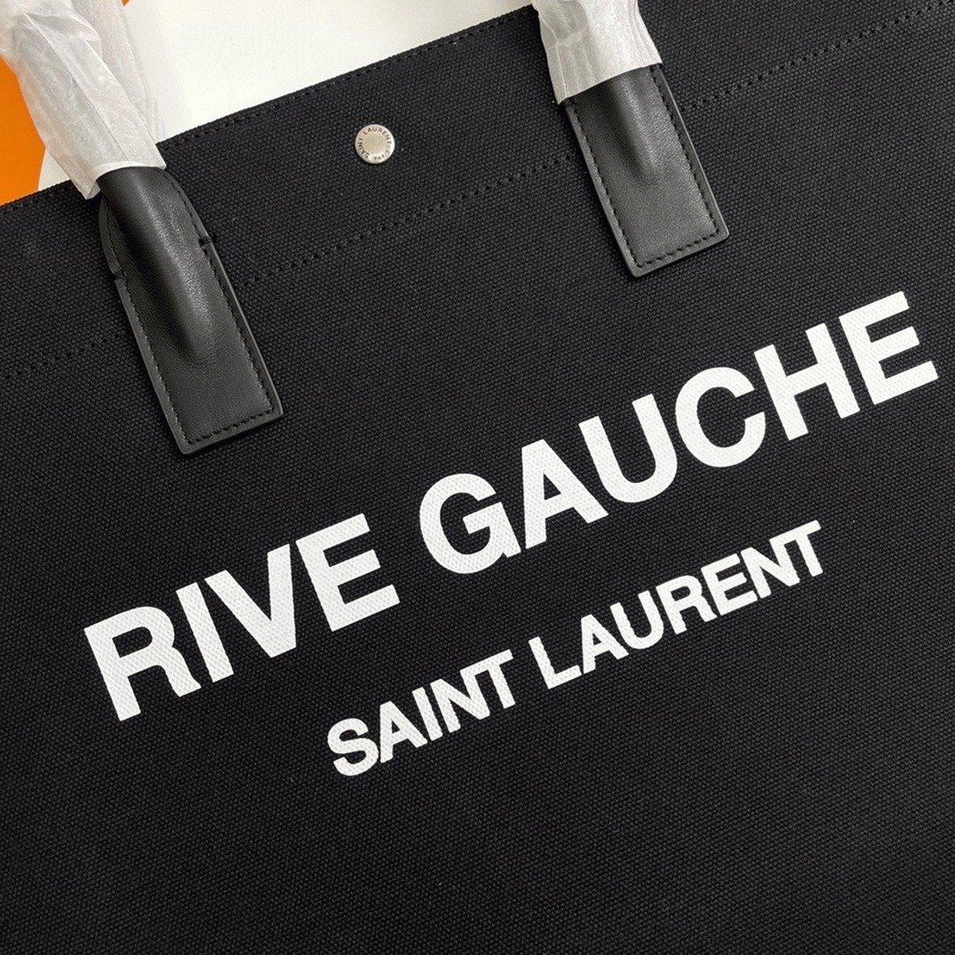 Replica Saint Laurent Rive Gauche Tote Bag Black Linen and Leather
