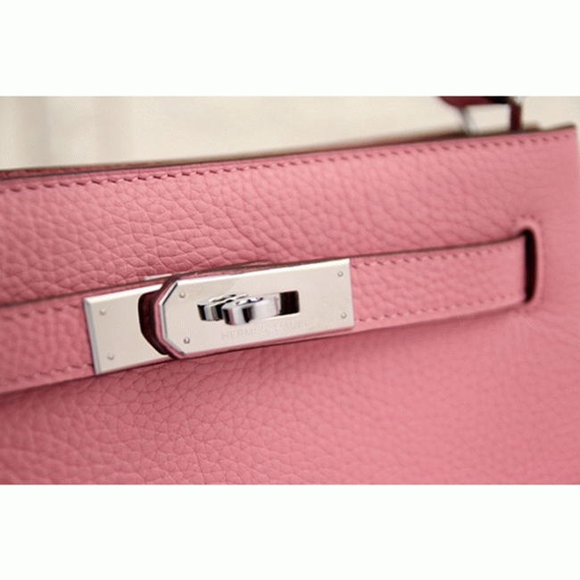Pink Leather Replica Hermes So Kelly 22cm Feminine Shoulder Bag