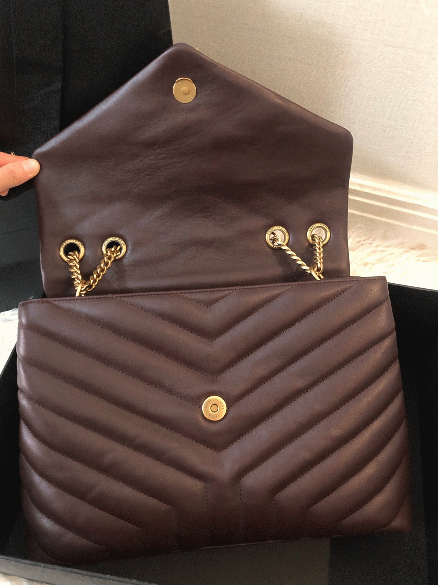 Fake Designer Saint Laurent LouLou Medium Chain Bag Burgundy