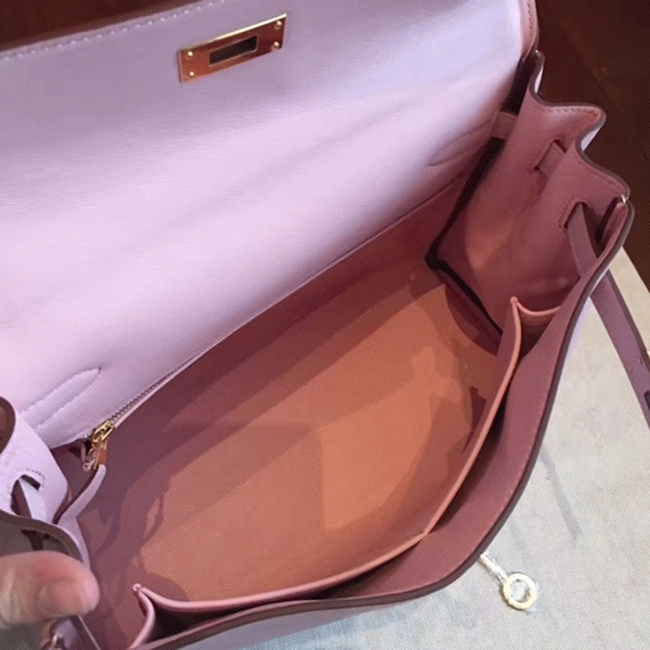 Rose Dragee Swift Knockoff Hermes Kelly Retourne 32cm Purse