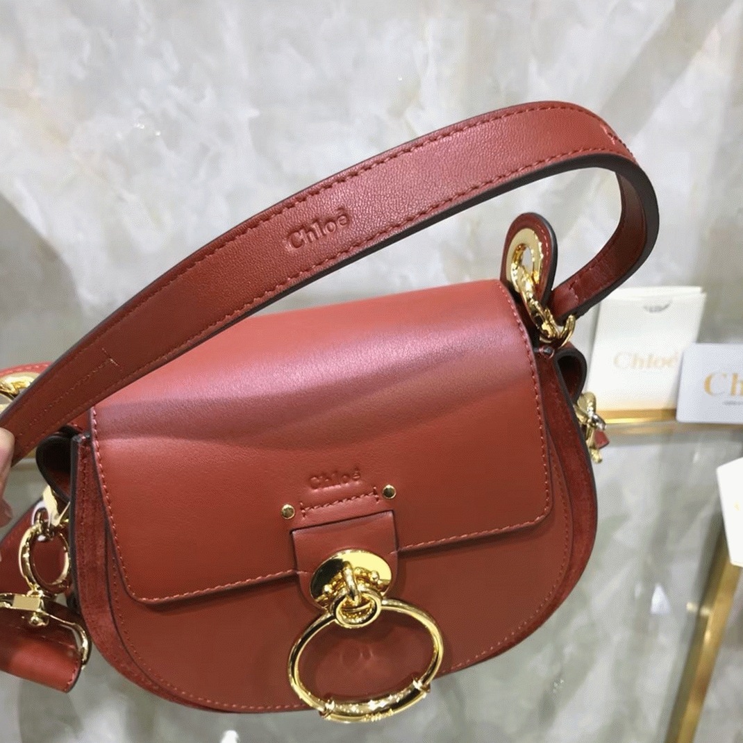 Top Quality Fake Chloe Small Tess Shoulder Bag In Caramel Calfskin