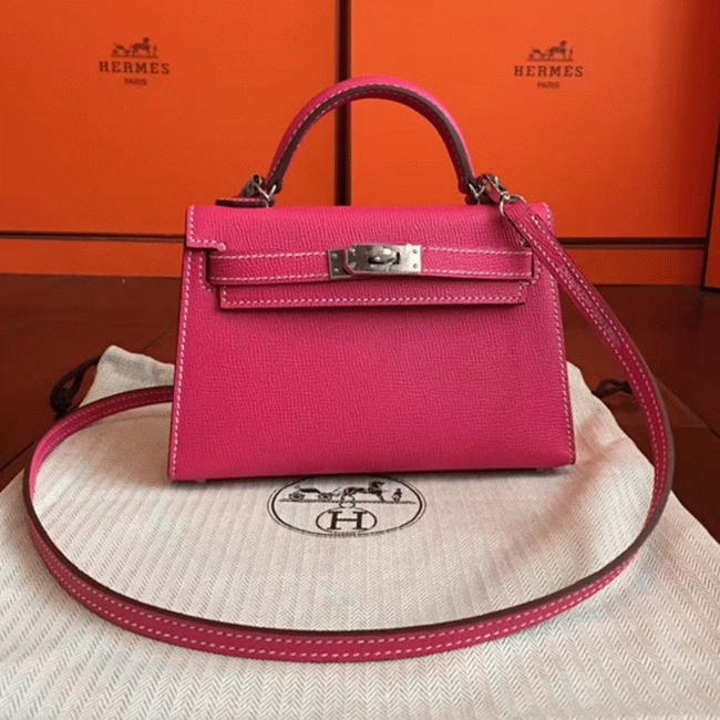 Rose Red Epsom Copy Faux Hermes Kelly 20cm Handbag